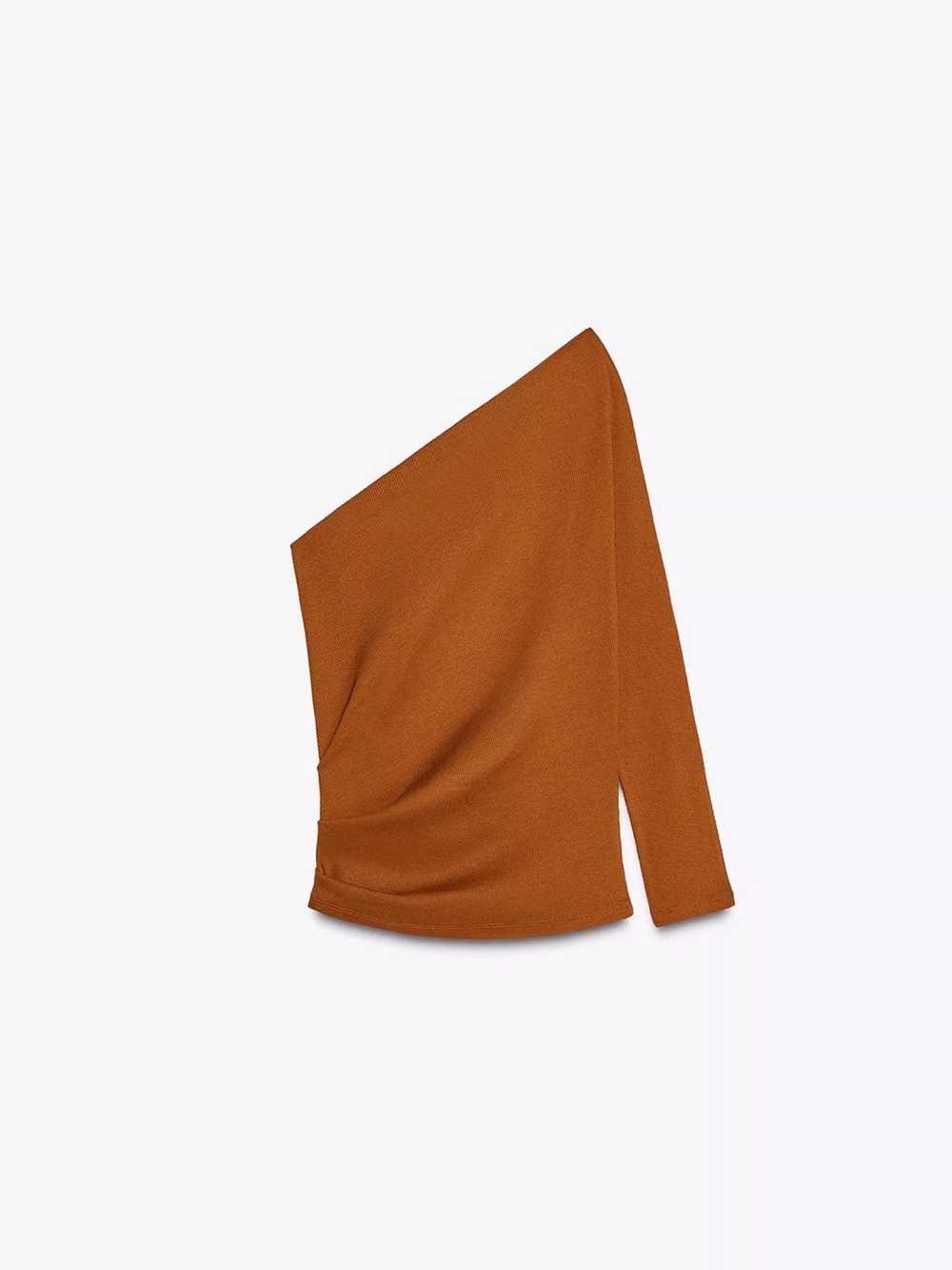Zara One-Shoulder Long Sleeve Sweater in Rust
